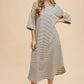 Annie Wear Striped Round Neck Terry Midi Dress