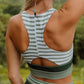 Striped Scoop Neck Wide Strap Swim Top and Bottom Set