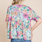 Floral Round Neck Short Sleeve Blouse