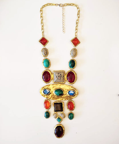 Vintage Geometric Gemstone Necklace