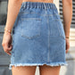 Distressed Raw Hem Denim Skirt