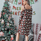 Christmas Asymmetrical Neck Long Sleeve Dress