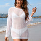 Openwork Dropped Shoulder Long Sleeve Cover-Up