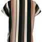 Striped Notched Short Sleeve Blouse