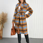 Tied Plaid Collared Neck Coat