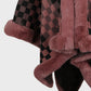 Fuzzy Checkered Long Sleeve Poncho