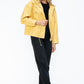 Drawstring Hem PU Leather Zip Up Jacket