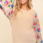 Haptics Floral Sequins Mesh Flounce Sleeve Sweater