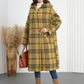 Plaid Double-Breasted Long Sleeve Longline Coat