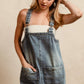 Washed Adjustable Strap Denim Overall Dress