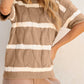 Striped Round Neck Short Sleeve Sweater