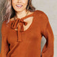 Tied Balloon Sleeve Round Neck Sweater