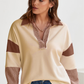 Color Block Johnny Collar Long Sleeve Sweatshirt