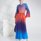 Miyake Pleated Gradient V-Neck Midi Dress