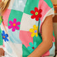 Flower Patch Checkered Sweater Vest