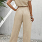 Round Neck Short Sleeve Top and Pants Set