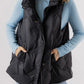 Pocketed Textured Zip Up Vest Coat