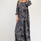 Leopard Round Neck Flounce Sleeve Dress