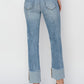 RISEN High Rise Cuffed Slim Straight Jeans