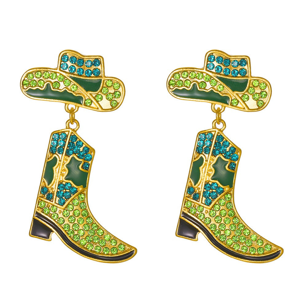 Inlaid Zircon Cowboy Hat Earrings