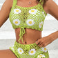 Flower Cutout Wide Strap Two-Piece Cover Up