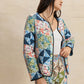 Printed Button Up Long Sleeve Outerwear and Shorts Set