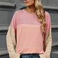 Contrast Round Neck Long Sleeve T-Shirt