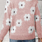 Flower Half Zip Long Sleeve Sweater