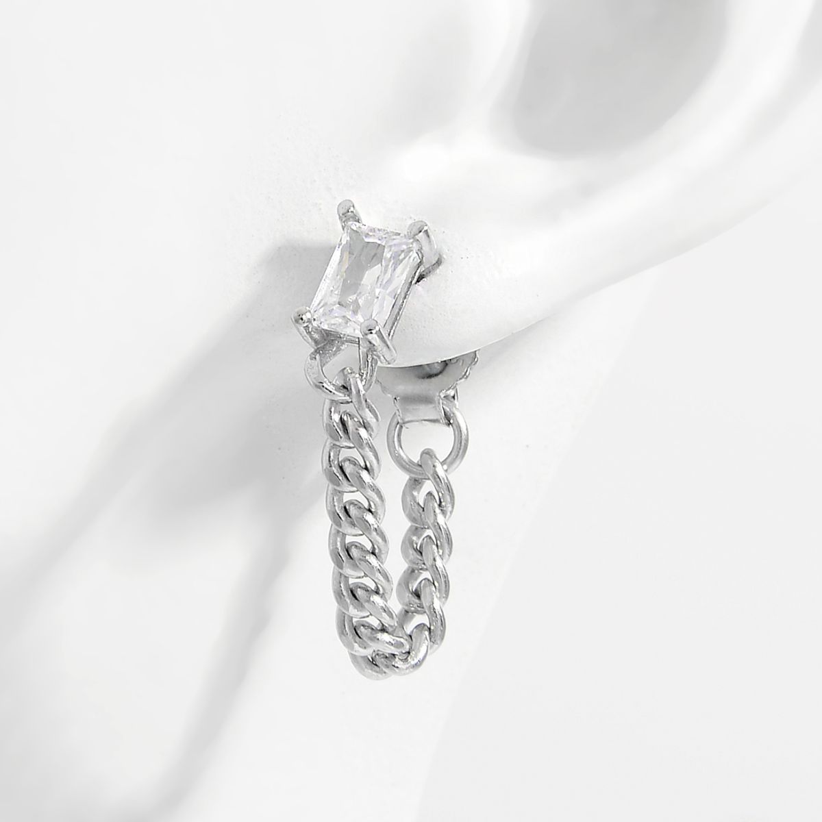925 Sterling Silver Zircon Chain Earrings