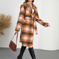 Tied Plaid Collared Neck Coat