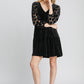 Dotted Lace Sleeve Tiered Velvet Mini Dress