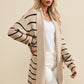 Striped Open Front Long Sleeve Cardigan