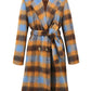 Tied Plaid Collared Neck Coat