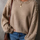 Pearl Detail Round Neck Long Sleeve Sweater