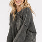 Distressed Hem Round Neck Dropped Shoulder Sweater