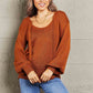 Tied Balloon Sleeve Round Neck Sweater