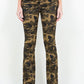 American Bazi V-Cut Ruched Camo Flare Pants