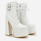 Lace-Up Block Heel Platform Mid-Calf Boots