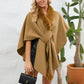 Fuzzy Trim Open Front Poncho