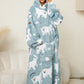 Fuzzy Pocketed Long Sleeve Hooded Lounge Dress