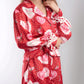 Valentine’s Day Lace Detail Heart Print Collared Neck Top and Shorts Lounge Set