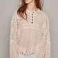 Round Neck Long Sleeve Raw Edge Lace Top