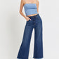 RISEN Raw Hem Cropped Wide Leg Jeans