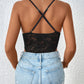 Crisscross Lace Spaghetti Strap Bodysuit