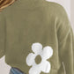 Round Neck Floral Pattern Long Sleeve Sweater