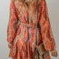 Printed Surplice Long Sleeve Mini Dress