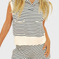 Striped Cap Sleeve Top and Shorts Sweater Set