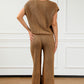 Pocketed V-Neck Top and Wide Leg Sweater Set