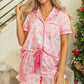 Candy Cane Collared Neck Top and Shorts Lounge Set