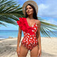 Floral Ruffled One Shoulder One-Piece Swimsuit and Cover Up Skirt